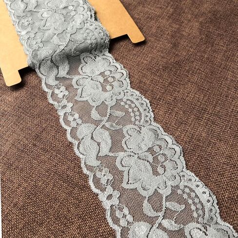 3.15 Inches Wide Stretch Lace Ribbon with Floral Pattern 5 Yards Lace Trim Fabric for Sewing, Gift Package Wrapping, Floral Designing & Crafts - 6108 (Blue) in Saudi Arabia