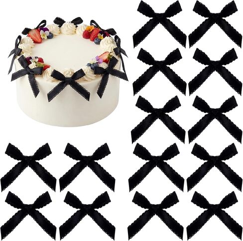 Riceshoot 50 Pcs Valentines Bows for Cake Bow Cake Toppers 2.17" Mini Satin Ribbon Decorations for Valentines Gift Wrapping Crafts Sewing Bakery Candy Bags Wedding Birthday Party(Beige) in Saudi Arabia