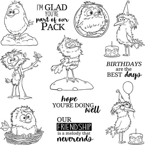Funny Animated Birds and Birthday Cake Clear Stamp Metal Cutting Dies Set for Card Making DIY Scrapbooking Supplies Silicone Stamp Knife Mold for Albums Crafts Decor in Saudi Arabia