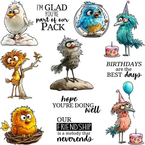 Funny Animated Birds and Birthday Cake Clear Stamp Metal Cutting Dies Set for Card Making DIY Scrapbooking Supplies Silicone Stamp Knife Mold for Albums Crafts Decor in Saudi Arabia