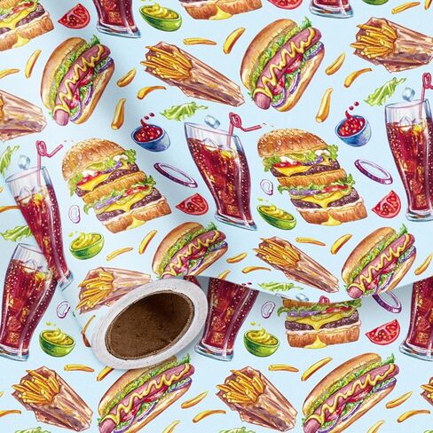 LeZakaa Funny Food Wrapping Paper Roll, Pizza Slice Pattern Fast Food Gift Wrap for Birthday, Pizza Party, Gag Gifts, Fun Occasions, Mini Roll 17 in x 9.8 Ft in Saudi Arabia