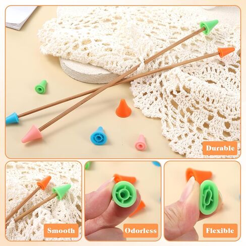40Pcs Knitting Needle Stoppers, Colorful Plastic Knitting Needle Point Protector for Knitting Sewing DIY Art, 2 Sizes Needle Tip Cap Include 20 Small and 20 Large, Knitting Accessories in Saudi Arabia