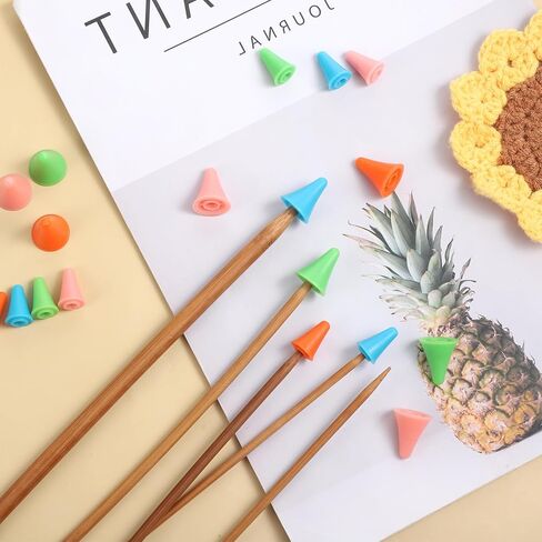 40Pcs Knitting Needle Stoppers, Colorful Plastic Knitting Needle Point Protector for Knitting Sewing DIY Art, 2 Sizes Needle Tip Cap Include 20 Small and 20 Large, Knitting Accessories in Saudi Arabia