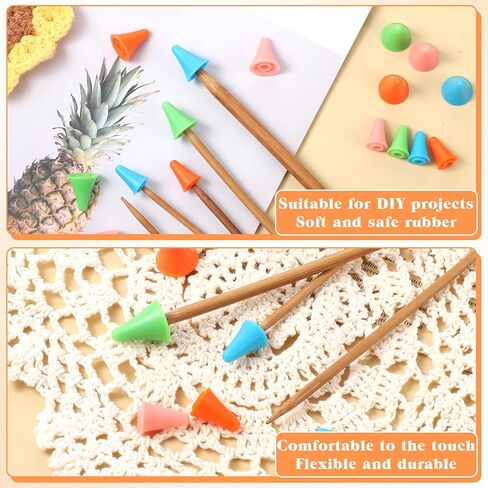 40Pcs Knitting Needle Stoppers, Colorful Plastic Knitting Needle Point Protector for Knitting Sewing DIY Art, 2 Sizes Needle Tip Cap Include 20 Small and 20 Large, Knitting Accessories in Saudi Arabia