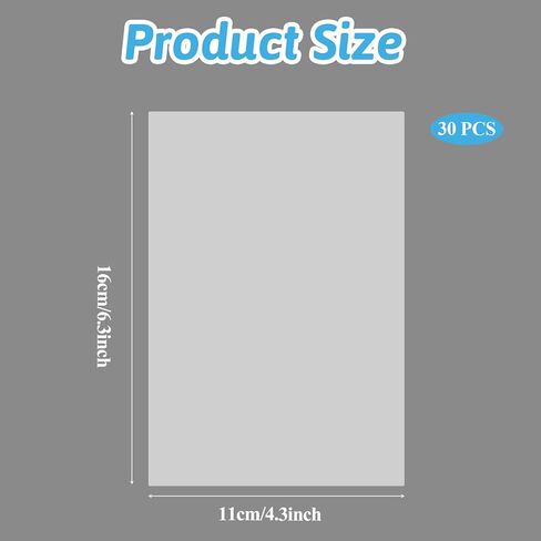 30 Pcs Heat Resistant Clear Acetate Sheets - 4.3x6.3 inch for Handmade Crafts, Transparent Plastic Sheets, BPA Free, Heat Shrink Papers, Anti-static & Easy to Cut in Saudi Arabia