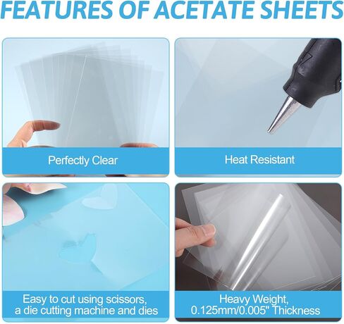 30 Pcs Heat Resistant Clear Acetate Sheets - 4.3x6.3 inch for Handmade Crafts, Transparent Plastic Sheets, BPA Free, Heat Shrink Papers, Anti-static & Easy to Cut in Saudi Arabia