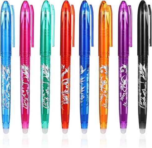 TIESOME Heat Erasable Pens for Fabric 8 Pcs, Friction Pens for Sewing with 0.5mm Fine Tip, Disappearing Ink Markers for Quilting, Embroidery & DIY Projects (14.5cm/5.71in, Assorted Colors) in Saudi Arabia