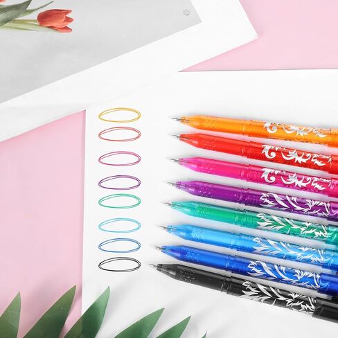 TIESOME Heat Erasable Pens for Fabric 8 Pcs, Friction Pens for Sewing with 0.5mm Fine Tip, Disappearing Ink Markers for Quilting, Embroidery & DIY Projects (14.5cm/5.71in, Assorted Colors) in Saudi Arabia