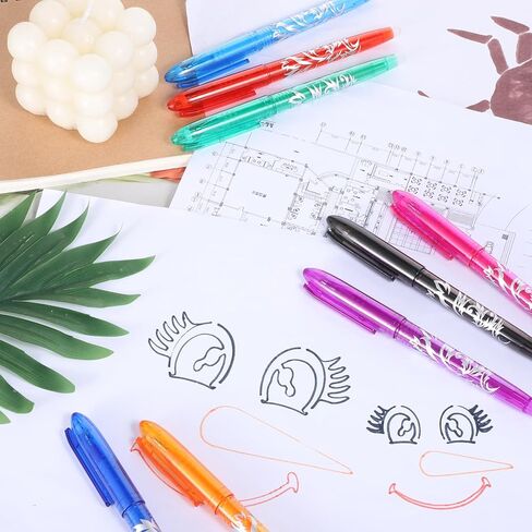 TIESOME Heat Erasable Pens for Fabric 8 Pcs, Friction Pens for Sewing with 0.5mm Fine Tip, Disappearing Ink Markers for Quilting, Embroidery & DIY Projects (14.5cm/5.71in, Assorted Colors) in Saudi Arabia