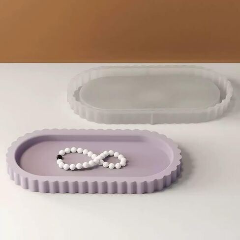 Oval Tray Molds for Resin Concrete,Large Silicone Tray Molds with Flower Edges,Casting Mold for Jewelry Makeup Storage, Table Home Decor in Saudi Arabia