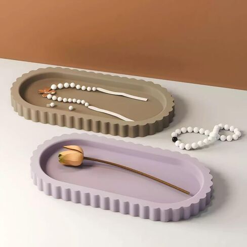 Oval Tray Molds for Resin Concrete,Large Silicone Tray Molds with Flower Edges,Casting Mold for Jewelry Makeup Storage, Table Home Decor in Saudi Arabia