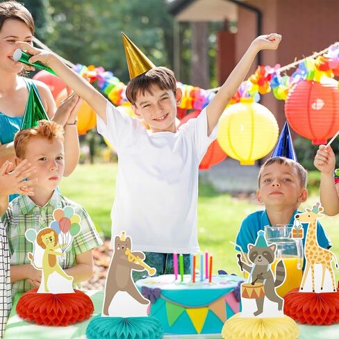 9 قطع من قطع مركزية لحفلات عرض الحيوانات على شكل قرص العسل، مستلزمات حفلات أعياد الميلاد بطابع سفاري وحيوانات برية وحيوانات الغابة وديكورات طاولات الكيك وديكورات استحمام الأطفال للأولاد والبنات in Saudi Arabia