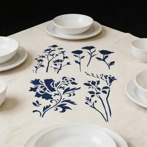 4PCS Large Floral & Vine Stencils for Painting on Wood Wall, 4 Styles Reusable Painting Templates, A4 Size Drawing Stencil for Scrapbooking, Photo Albums, Furniture Wall Art Home Decor & DIY Crafts in Saudi Arabia