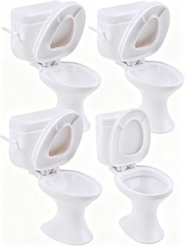 4pcs Mini Toilet Seat Toy, Doll House Furniture 1:12 Miniature Classic Bathroom Toilet Toy Tiny Cake Topper Bathroom Furniture Dollhouse Accessories in Saudi Arabia