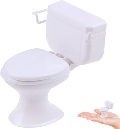 4pcs Mini Toilet Seat Toy, Doll House Furniture 1:12 Miniature Classic Bathroom Toilet Toy Tiny Cake Topper Bathroom Furniture Dollhouse Accessories in Saudi Arabia
