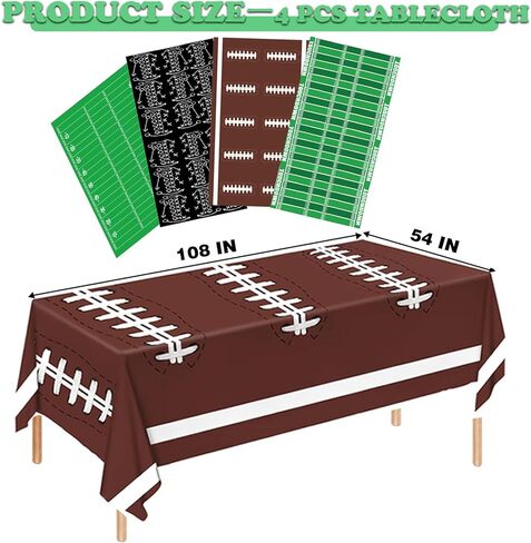 Football Tablecloth 4 Packs, Football Party Decorations Supplies, 54" X 108" Plastic Table Cover, Football Field Themed Birthday Decorations in Saudi Arabia