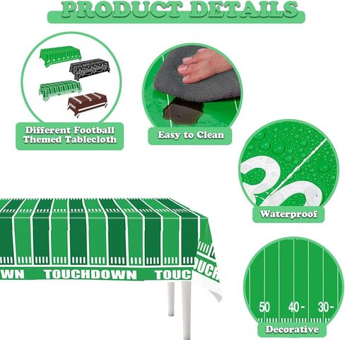 Football Tablecloth 4 Packs, Football Party Decorations Supplies, 54" X 108" Plastic Table Cover, Football Field Themed Birthday Decorations in Saudi Arabia