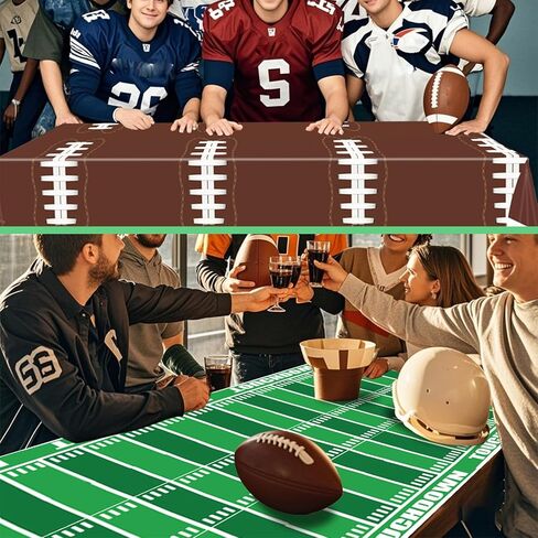 Football Tablecloth 4 Packs, Football Party Decorations Supplies, 54" X 108" Plastic Table Cover, Football Field Themed Birthday Decorations in Saudi Arabia