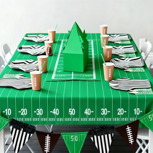 Football Tablecloth 4 Packs, Football Party Decorations Supplies, 54" X 108" Plastic Table Cover, Football Field Themed Birthday Decorations in Saudi Arabia