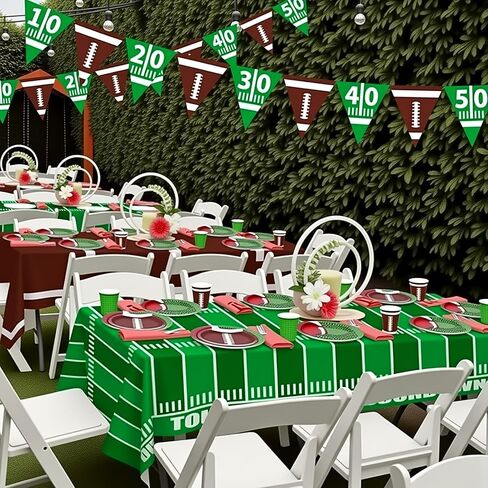 Football Tablecloth 4 Packs, Football Party Decorations Supplies, 54" X 108" Plastic Table Cover, Football Field Themed Birthday Decorations in Saudi Arabia