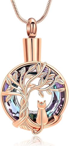 zeqingjw Cat Cremation Jewelry Urn Necklace for Ashes for Pet,Funeral Ashes Keepsake Urn Necklace Pendant Memorial Jewellery in Saudi Arabia