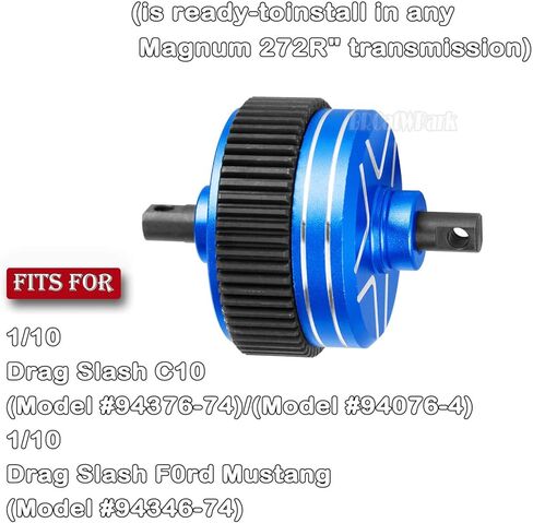 جزء ترقيات التجميع التفاضلي الكامل لـ 1/10 Drag Slash C10 F0rd Mustang، (جاهز للتثبيت في أي ناقل حركة Magnum 272R) RC Steel Complete Diff Gear، استبدل #9480، أزرق داكن in Saudi Arabia