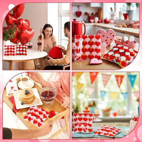 Aliceset 200 قطعة من أكياس حلوى عيد الحب مقاس 5.12 × 5.12 بوصة على شكل قلب عيد الحب من السيلوفان جودي كاندي كوكي هدية بلاستيكية ذاتية اللصق لمستلزمات تغليف حفلات الفشار in Saudi Arabia