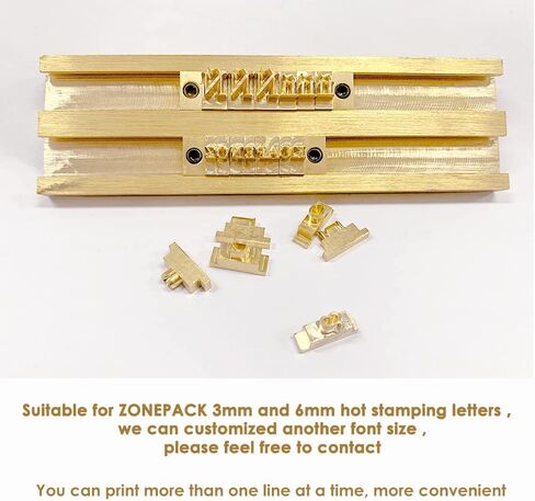 ZONEPACK Hot Stamping Machine Brass Letters 2/3 Line 3mm/6mm Letter T-Slot Alphabet Symbol Number Holder (6mm Letters 2 line) in Saudi Arabia