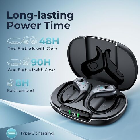 occiam Wireless Earbuds Bluetooth in-Ear Headphones with Microphones IPX7 Waterproof Ear Buds with LED Power Display Charging Case 64H Playback Time Earphones for Office Sports in Kuwait