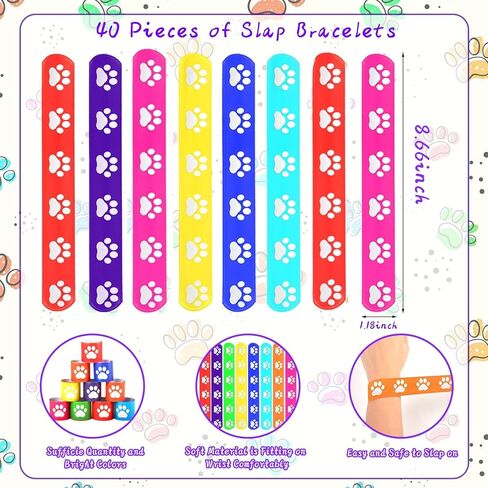 TOQI 40 قطعة من الأساور المطبوعة بمخالب الكلاب، أساور هدايا لحفلات الكلاب للأطفال وديكورات حفلات الحيوانات الأليفة بطبعة مخالب للحيوانات الأليفة وحفلات أعياد الميلاد (كلب) in Kuwait
