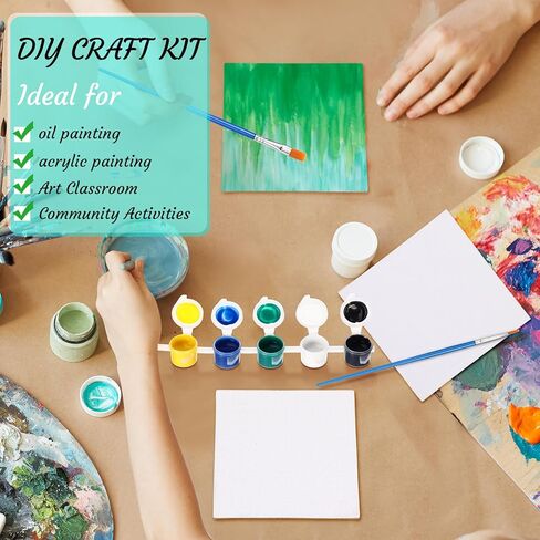 30 Pcs 4 x 4 in Mini Magnetic Canvas Panel Small Square Canvases for Painting with Watercolor Paint Palette Painting Brushes for DIY Crafts Acrylic Art Paint Gift in Saudi Arabia