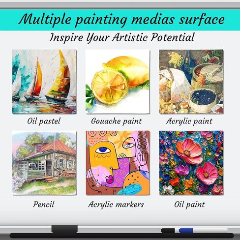 30 Pcs 4 x 4 in Mini Magnetic Canvas Panel Small Square Canvases for Painting with Watercolor Paint Palette Painting Brushes for DIY Crafts Acrylic Art Paint Gift in Saudi Arabia