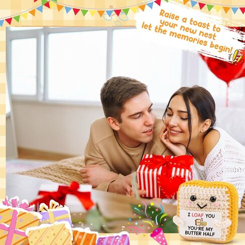 هدايا عيد الحب من MAMAGIFTREE لها، مضحكة I Loaf You Crochet Toast Doll، هدية عيد ميلاد لطيفة للذكرى السنوية الثانية من القطن لصديقها وصديقتها وزوجها، أنت نصف الزبدة الخاص بي in Kuwait