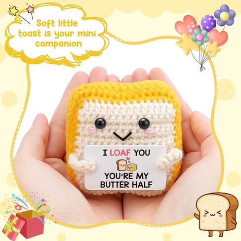 هدايا عيد الحب من MAMAGIFTREE لها، مضحكة I Loaf You Crochet Toast Doll، هدية عيد ميلاد لطيفة للذكرى السنوية الثانية من القطن لصديقها وصديقتها وزوجها، أنت نصف الزبدة الخاص بي in Kuwait