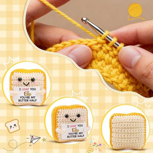 هدايا عيد الحب من MAMAGIFTREE لها، مضحكة I Loaf You Crochet Toast Doll، هدية عيد ميلاد لطيفة للذكرى السنوية الثانية من القطن لصديقها وصديقتها وزوجها، أنت نصف الزبدة الخاص بي in Kuwait