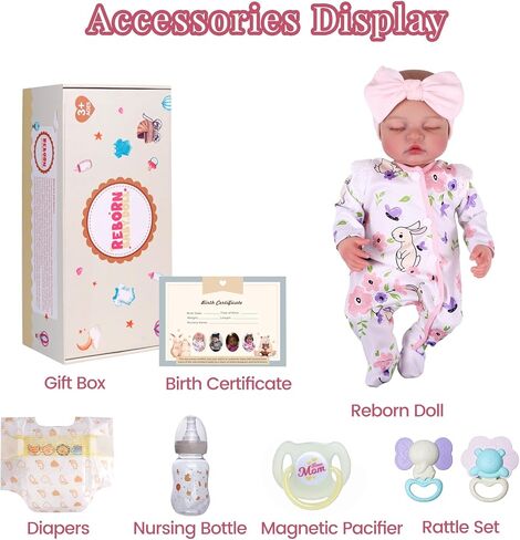 BABESIDE Lifelike Reborn Baby Dolls Girl, 17 Inch Realistic Newborn Baby Doll with Poseable Body, Real Life Baby Dolls with Accessories for Girls Age 3 + & Collection in Saudi Arabia