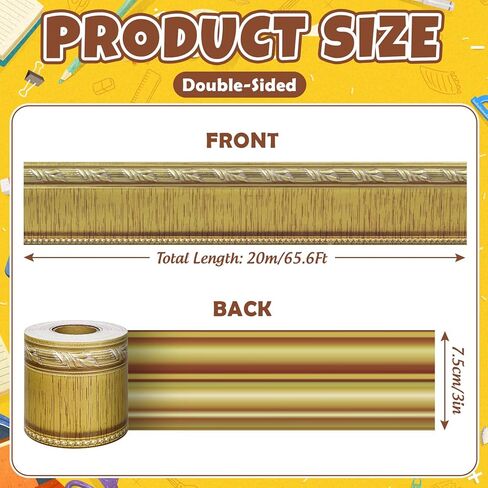 65.6Ft Gold Frame Bulletin Board Border Two Sided Die Cut Trim Border Roll for for Back to School Party Classroom Chalkboard Window Decor in Saudi Arabia