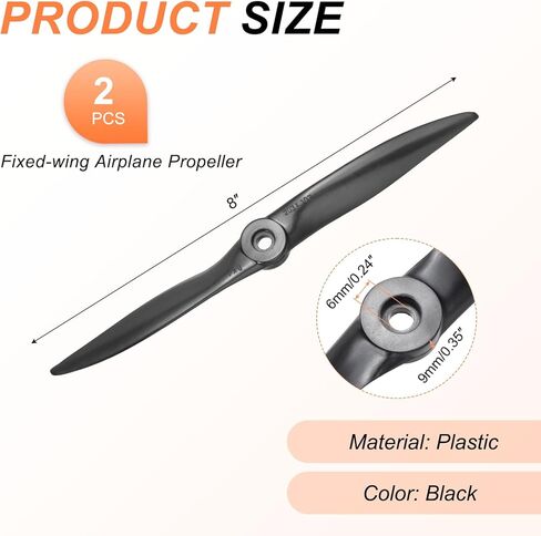 MECCANIXITY 2 Pcs 8x4 Inch Propeller RC Propellers 2-Vane Blades Props for Lightweight Drones Motor Special Prop Accessories, Black in Saudi Arabia