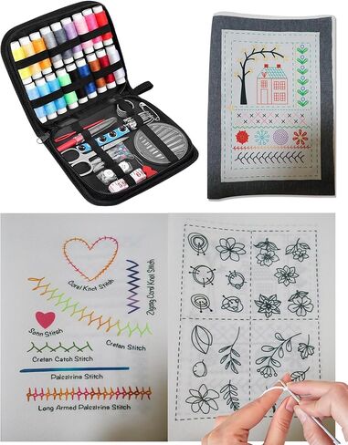 RIRDGLSY Embroidery Stitch Book Kit with 106 Patterns, All-in-One Sewing Toolkit, Instructional Tutorial for DIY Learning, Beginners (Embroidery Kit) in Saudi Arabia