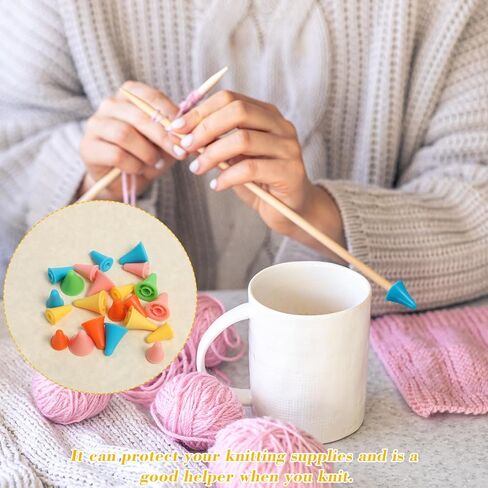 LXUEJIE 40 Pcs Knitting Needles Point Protectors, 2 Sizes Knitting Needle Stoppers Colorful Knit Needle Tip Covers for Knitting Sewing Quilting DIY Art in Saudi Arabia