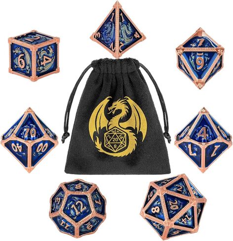 مجموعة نرد تنين معدني من DND، نرد معدني متعدد السطوح مكون من 7 قطع، RPG، MTG، ملحقات ألعاب لوحة لعب الأدوار، هدايا D&D مع حقيبة هدايا، D20، D12، 2 D10 (00-90 و0-9)، D8، D6 وD4، أخضر in Kuwait