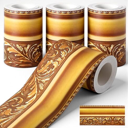 4Pcs Die-Cut Straight Rolled Picture Frame Border Trim, 33 Feet Gold Frame Bulletin Board Borders, Waterproof Wall Border for School, Classroom & Offices (Vintage) in Saudi Arabia