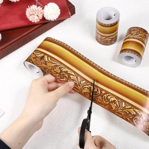 4Pcs Die-Cut Straight Rolled Picture Frame Border Trim, 33 Feet Gold Frame Bulletin Board Borders, Waterproof Wall Border for School, Classroom & Offices (Vintage) in Saudi Arabia