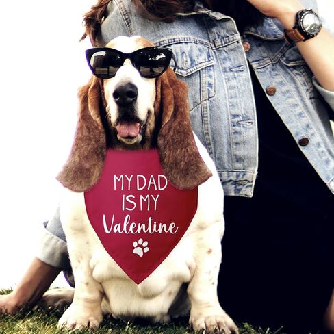 My Dad is My Valentine Valentines Day Bandana Pet Bandanas for Small Medium Red Dog Bandana Photo Prop Pet Scarf Accessories for Pet Dog Lovers Dad Gifts in Saudi Arabia