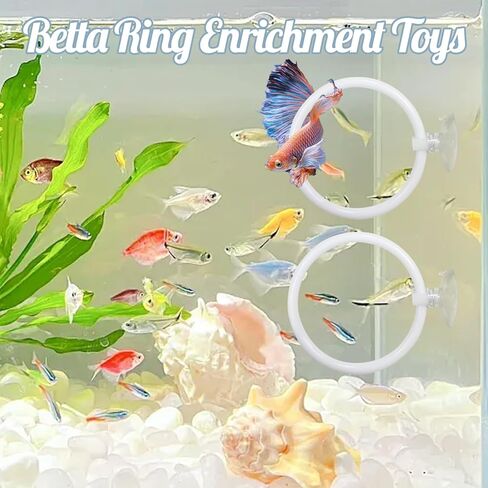 CAIJ Betta Exercise Ring & Floating Hammock Set, Aquarium Betta Fish Training and Feeding Rings, Multi-Functional Floating Resting Bed, Decorative Accessories for Small Fish Tanks Pink in Saudi Arabia