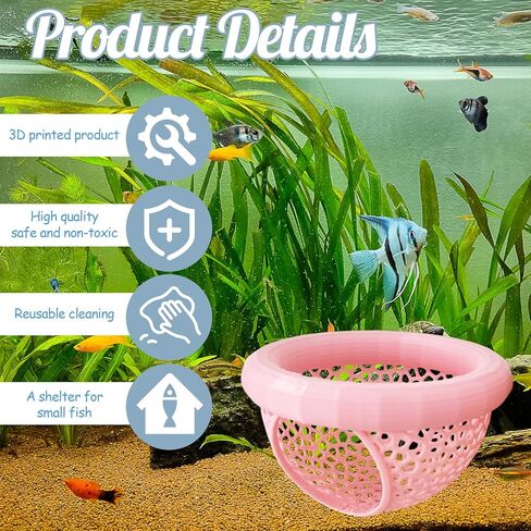 CAIJ Betta Exercise Ring & Floating Hammock Set, Aquarium Betta Fish Training and Feeding Rings, Multi-Functional Floating Resting Bed, Decorative Accessories for Small Fish Tanks Pink in Saudi Arabia