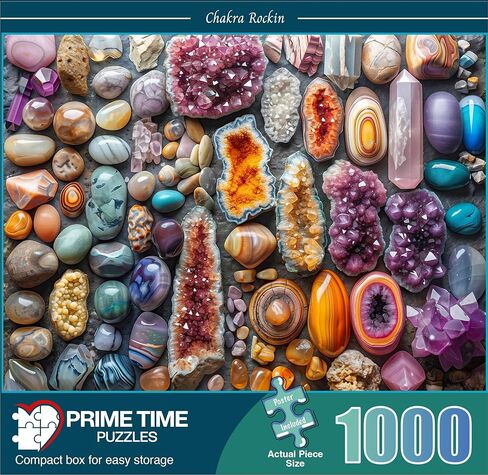 1000 Piece Rock Jigsaw Puzzle for Adults - Colorful Crystals and Healing Stones - Challenging Puzzle Perfect for Game Nights - Unique and Difficult - 20x27 inches (Chakra Rockin) in Saudi Arabia