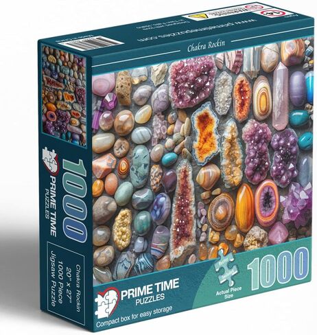 1000 Piece Rock Jigsaw Puzzle for Adults - Colorful Crystals and Healing Stones - Challenging Puzzle Perfect for Game Nights - Unique and Difficult - 20x27 inches (Chakra Rockin) in Saudi Arabia
