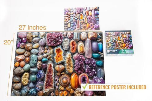 1000 Piece Rock Jigsaw Puzzle for Adults - Colorful Crystals and Healing Stones - Challenging Puzzle Perfect for Game Nights - Unique and Difficult - 20x27 inches (Chakra Rockin) in Saudi Arabia