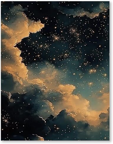 rltxbuk ليلة النجوم عبر الابره مجموعات، حالمة غالاكسي السماء سحابة مختومة عد عبر الابره مجموعات للبالغين، ليلة سماوية ديكور التطريز الجمالي، 11.8x15.8 بوصة in Kuwait